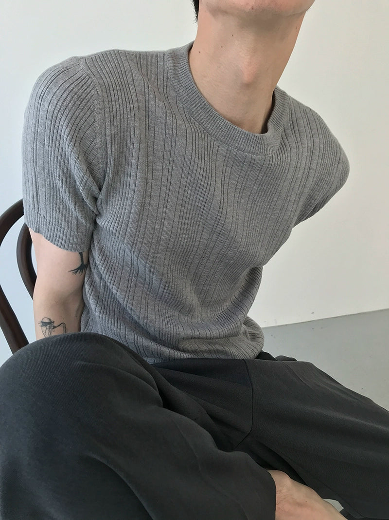 COLN Slim-fit Knitted Short Sleeves