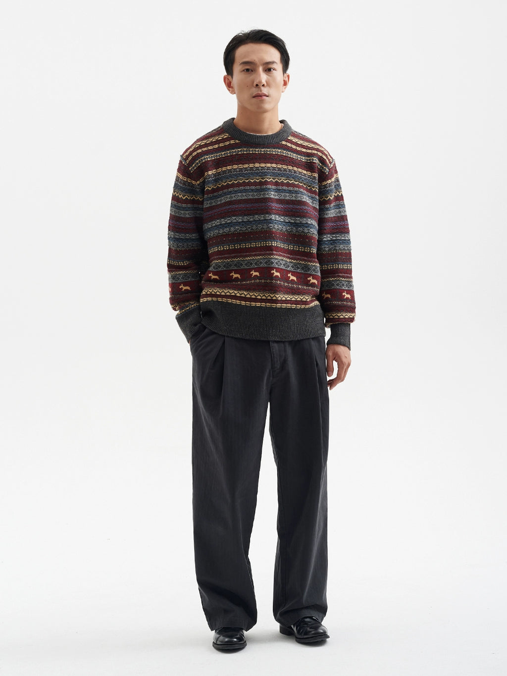 BUTTBILL Double-pleated Herringbone Slacks