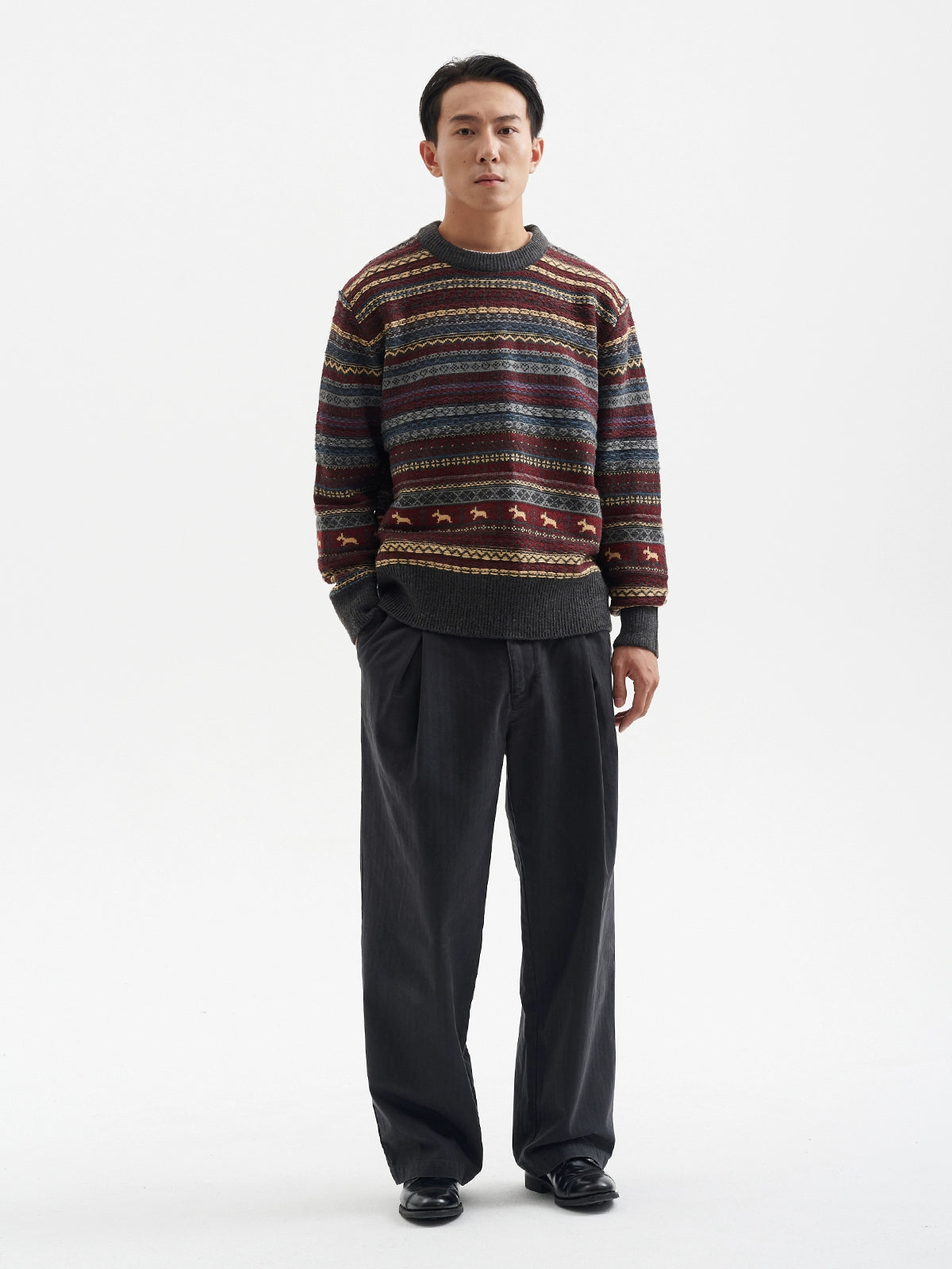 BUTTBILL Double-pleated Herringbone Slacks