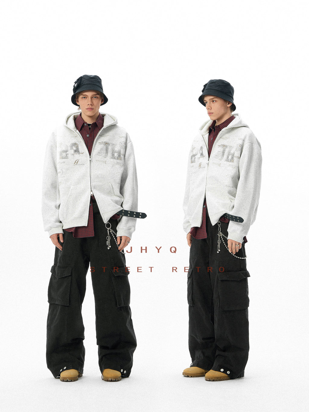 JHYQ Retro Letter Print Hoodie
