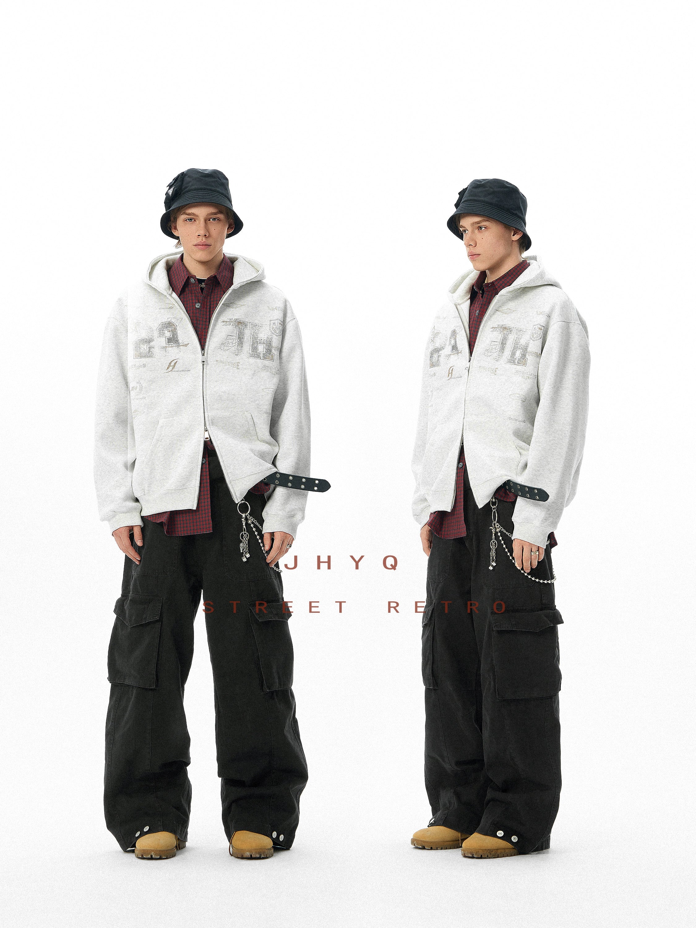 JHYQ Retro Letter Print Hoodie