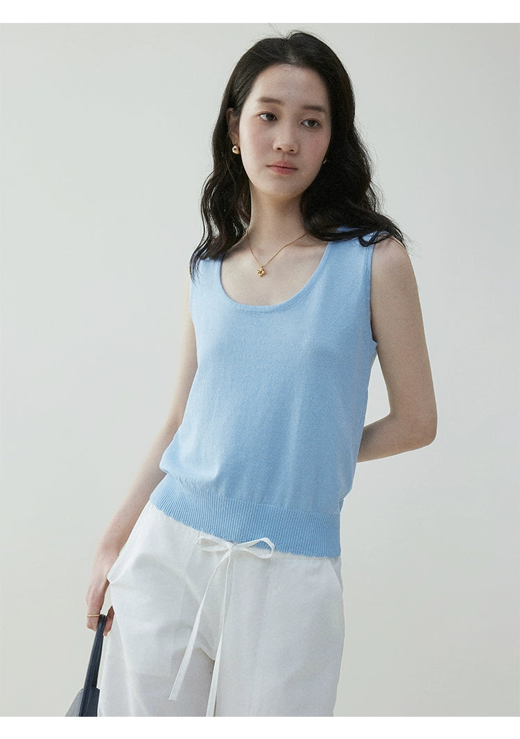 VOOE Simple and Versatile Sleeveless Vest Knitted Sweater