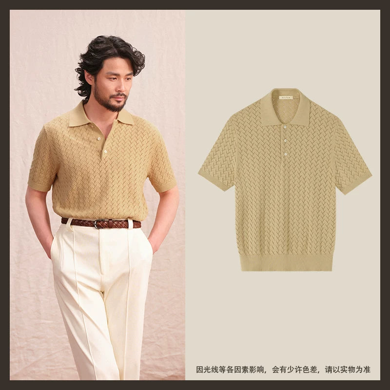 CULTUM Vintage Polo Collar Hollow Shirt Tee