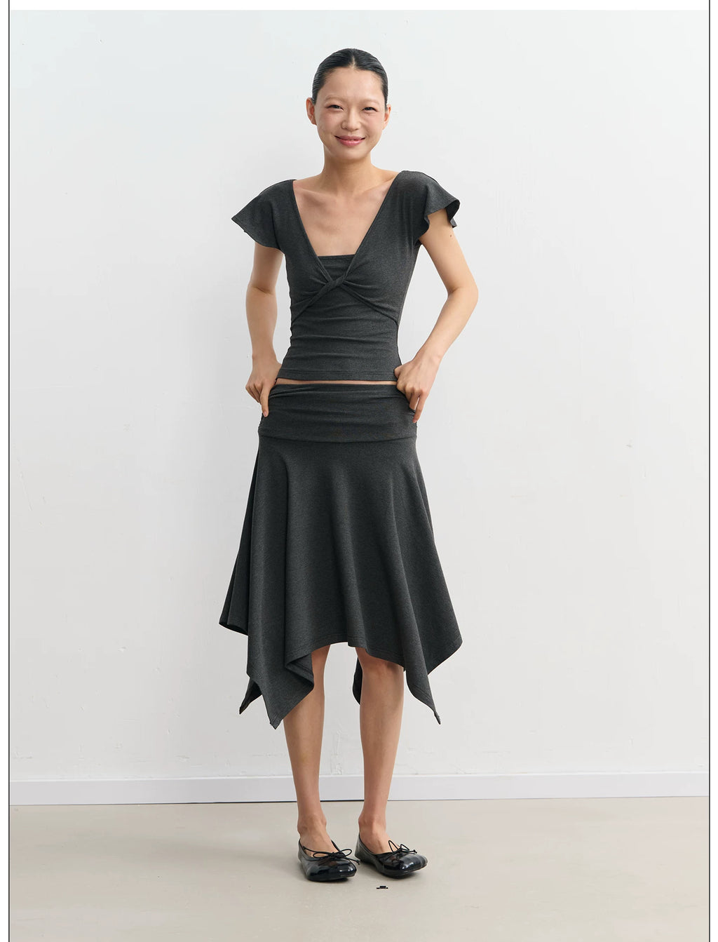 LINY LIBERTY Lotus Leaf Edge Waist Tee Skirt Set