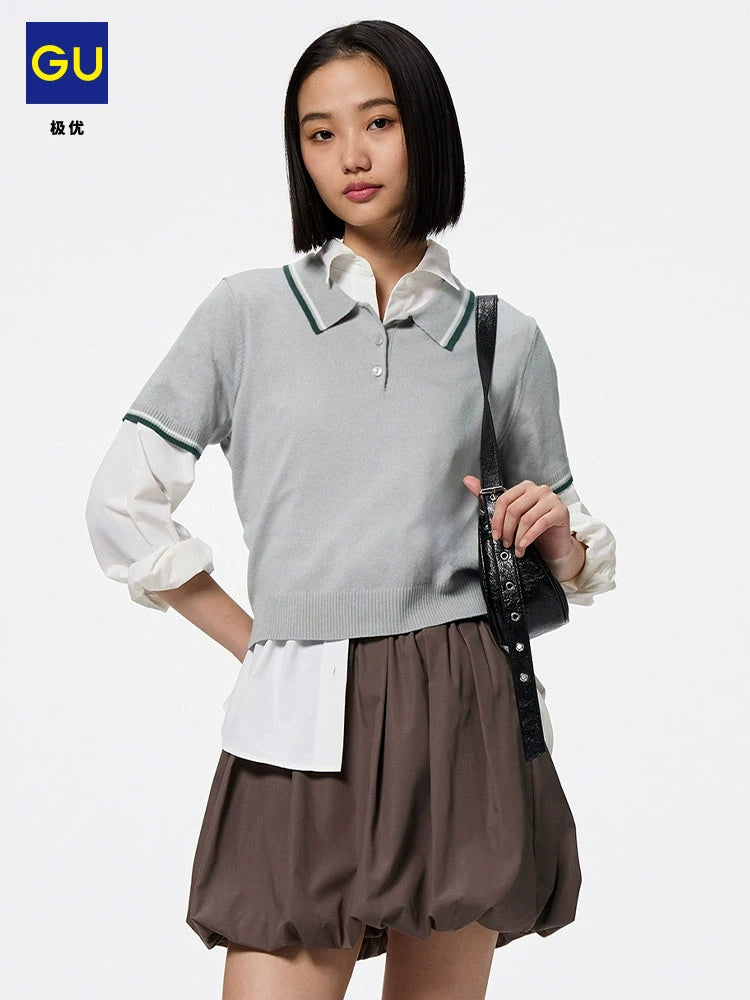 GU Striped Lightweight POLO Knitted Sweater