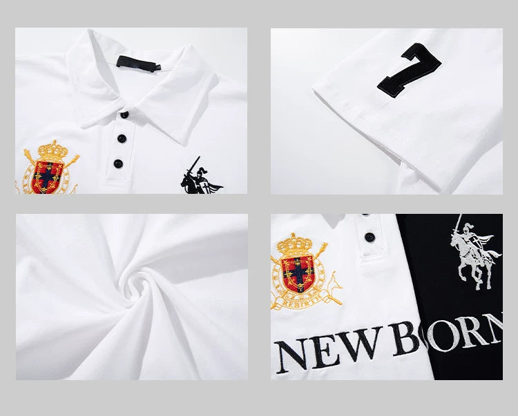 A PUEE Retro Alphabet Front Shoulder Embroidered Polo Shirt