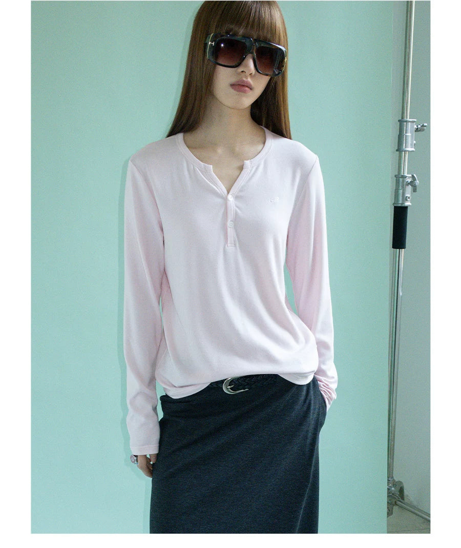 FUNKYFUN Comfortable Soft Waxy Embroidery Slightly Wide Long Sleeves