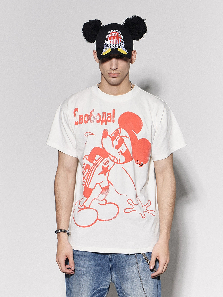 DND4DES Hot Drill Spoof Mickey Print Tee