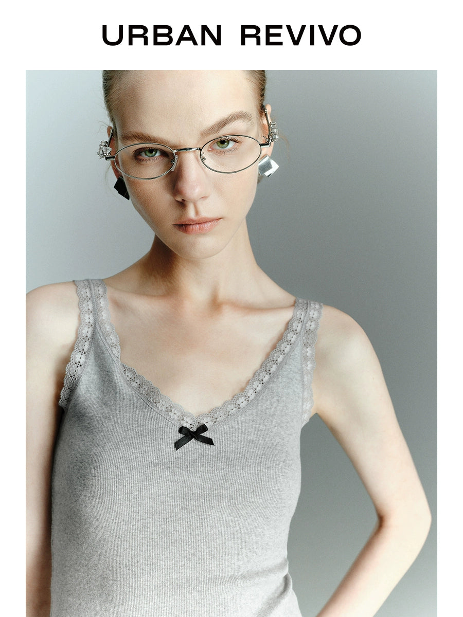 URBAN REVIVO Ballet Splicing Lace Bow Suspender