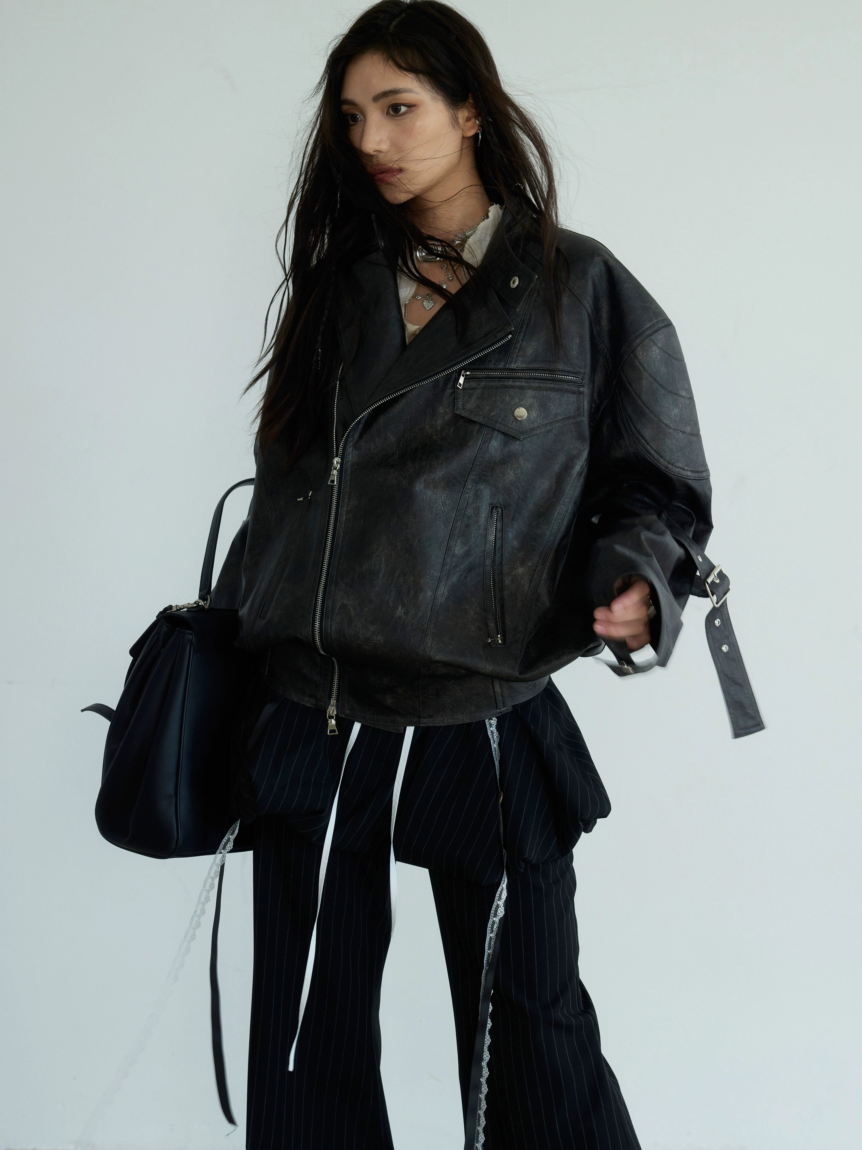 JNYLON Makes Vintage PU Leather Silhouette Jacket