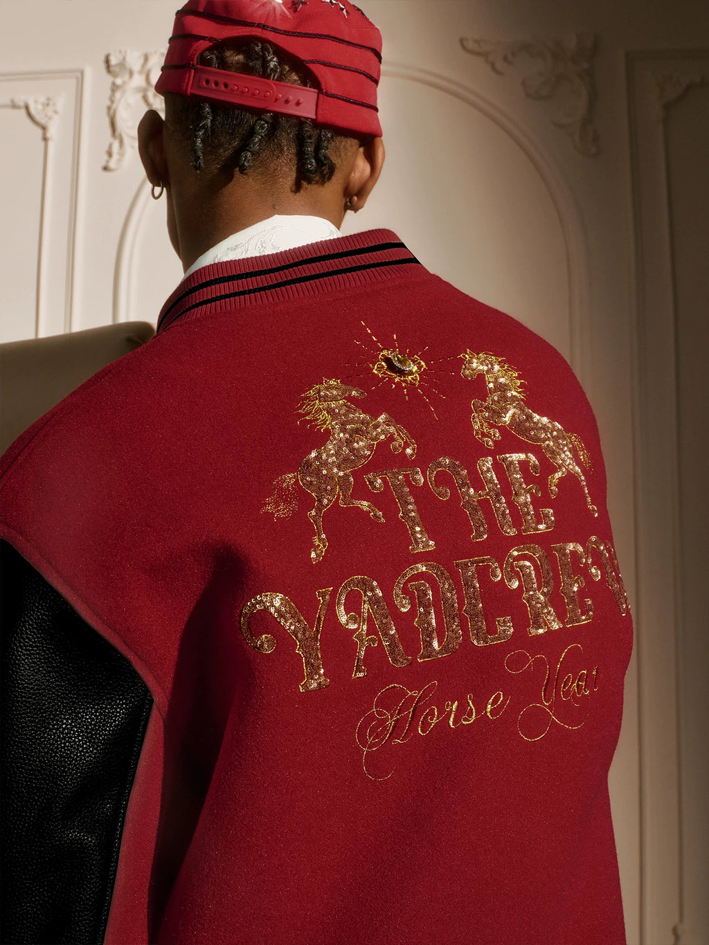 YADcrew Year of The Horse Limited Gold Thread Embroidered Baseball Jacket