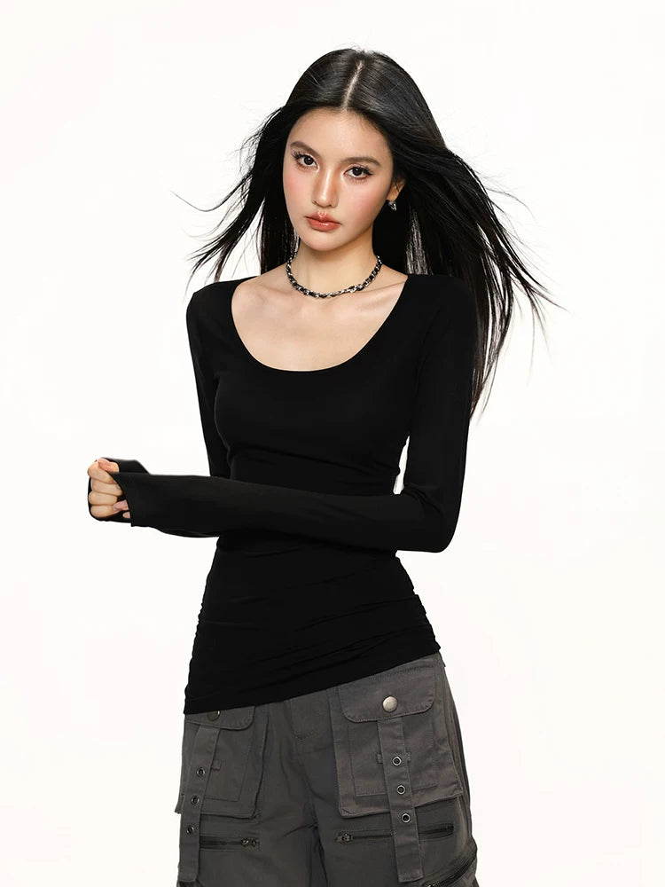 Cherry Melody Retro U-neck Waist Bottom Long Sleeve