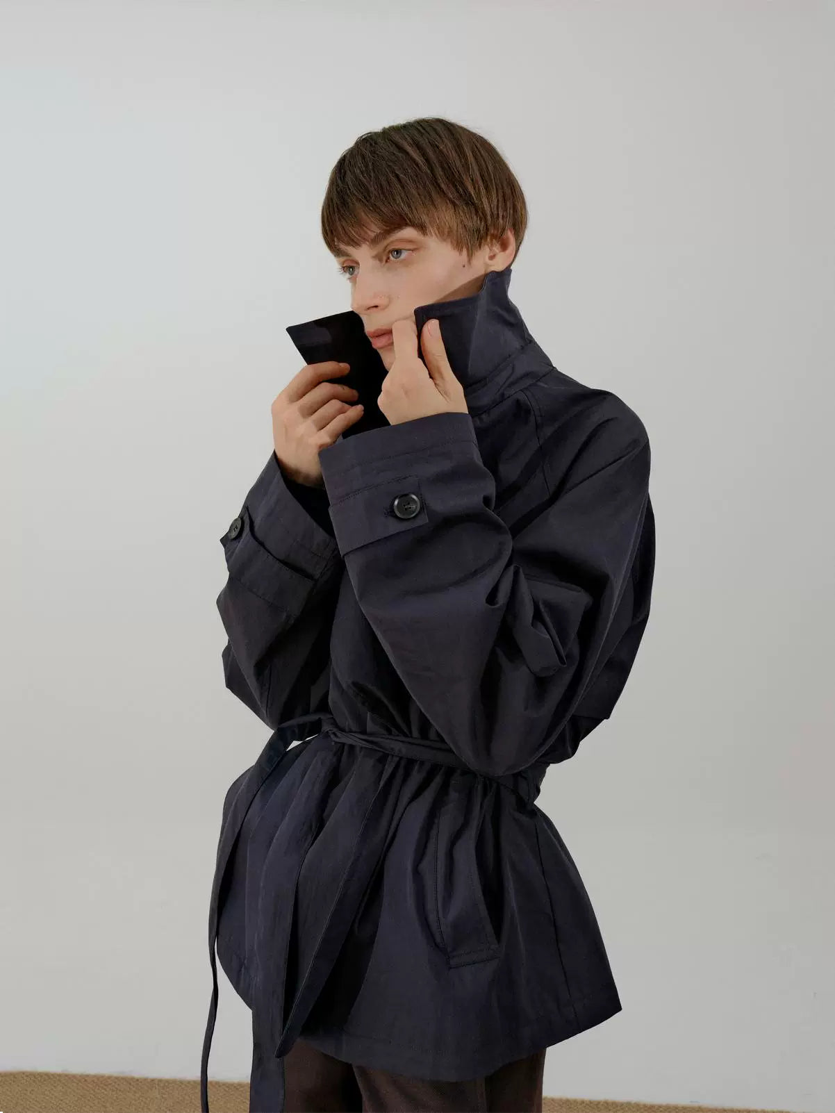 COLN Versatile Temperament Short Trench Coat
