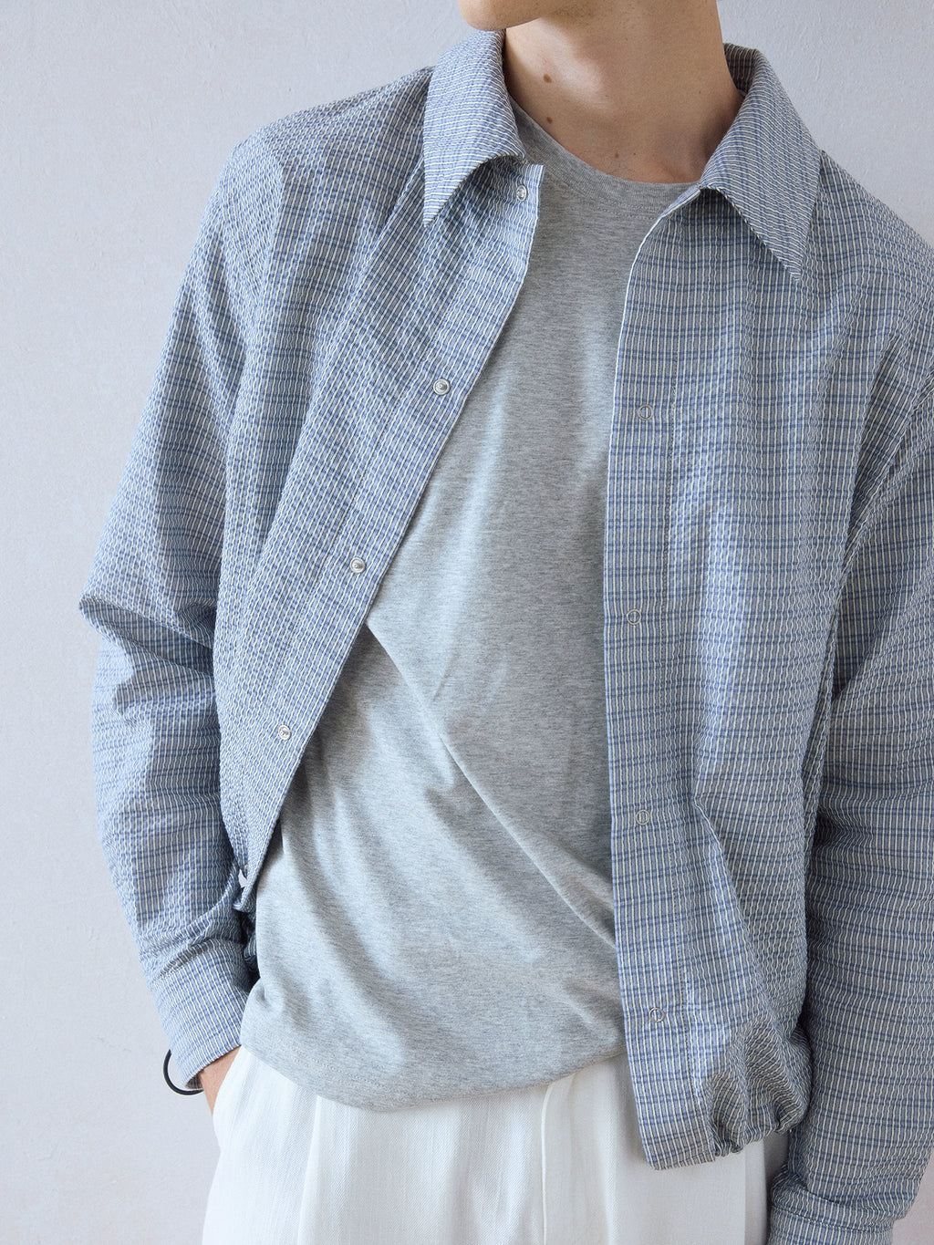 DIMC Wrinkled Texture Small Plaid Long-sleeved Shirt