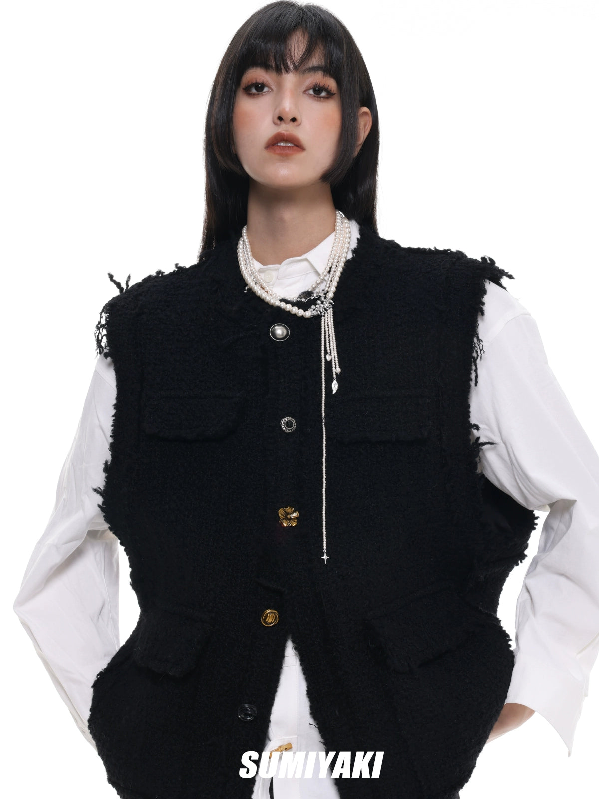 SUMIYAKI Vintage Maillard Pearl Multi-layer Necklace