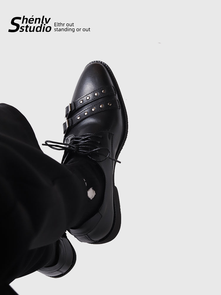 SHENLV STUDIO Dark Punk Pointed Leather Shoes