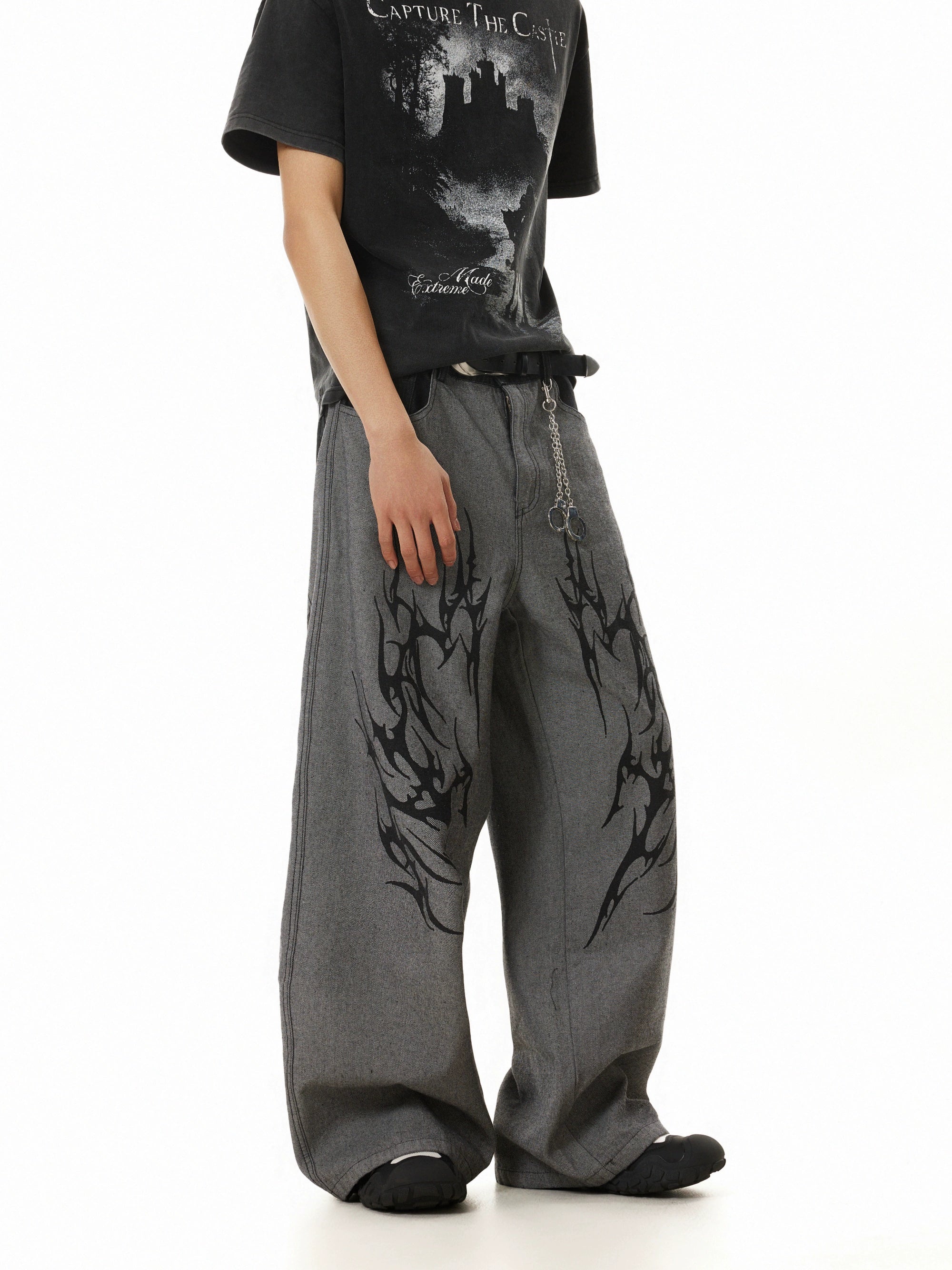 BTSG Thorn Totem Embroidery Stitching Vintage Jeans