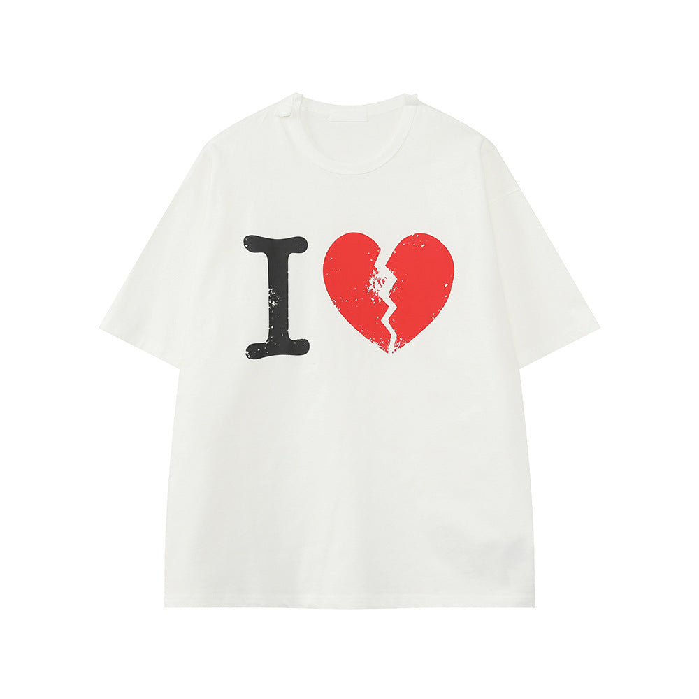 MTLCLOTHES Korean Broken Love Printed Tee