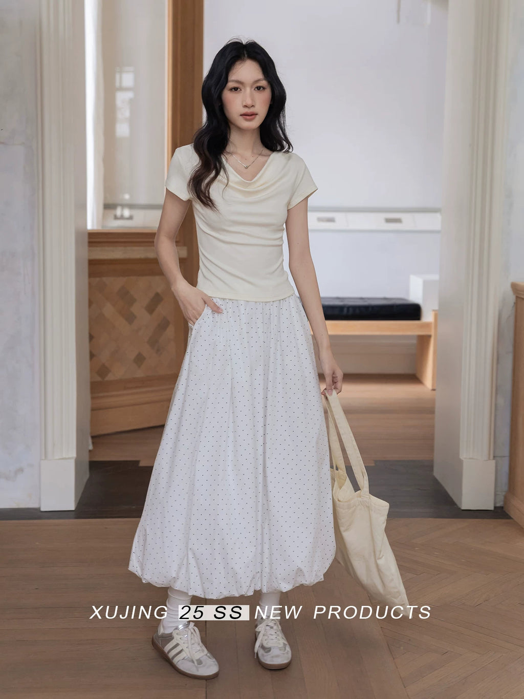 XUJING Temperament Polka Dot Bud Skirt