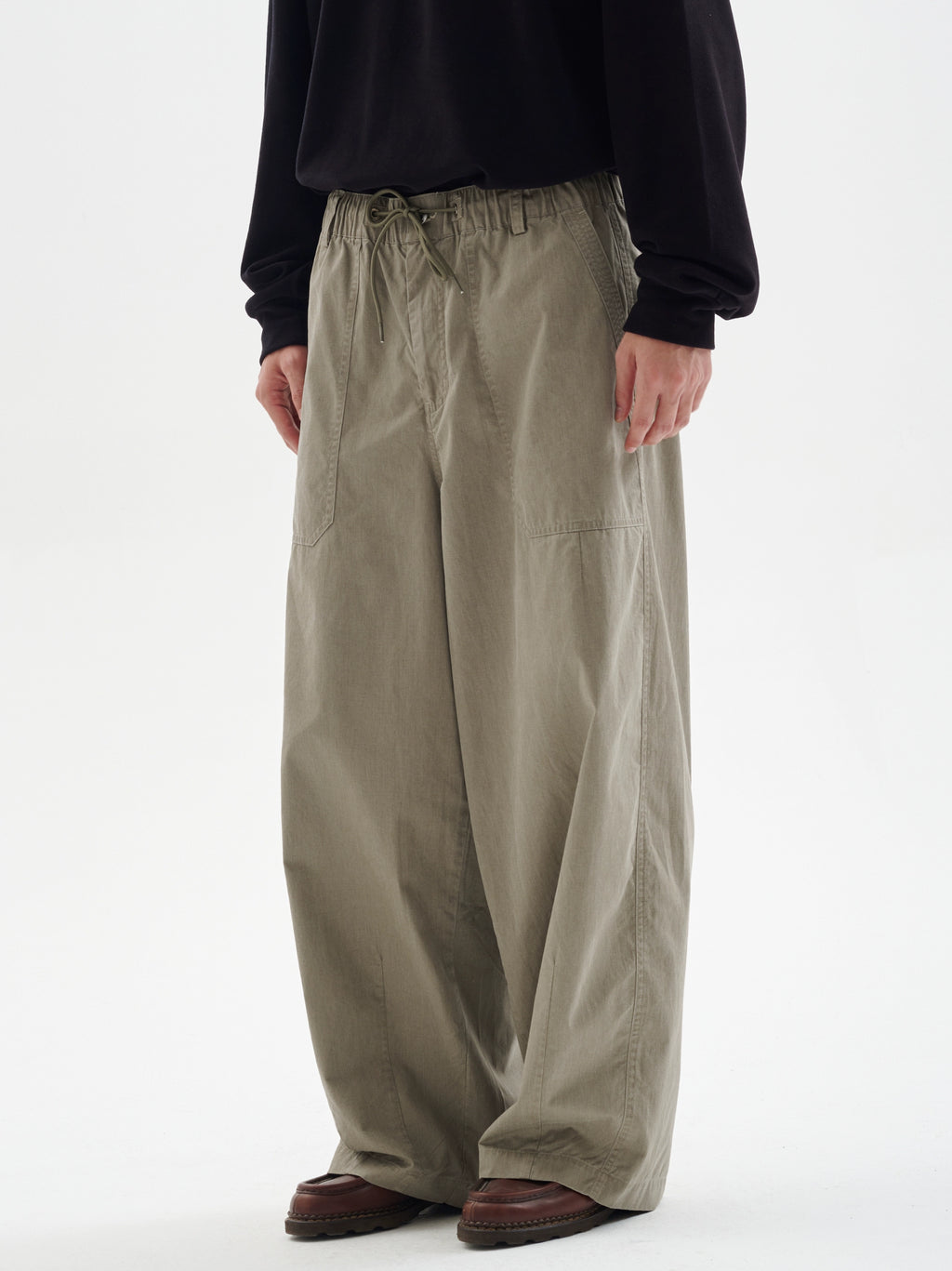 BUTTBILL enzyme washed silhouette commuter deck Japanese straight loose Pants