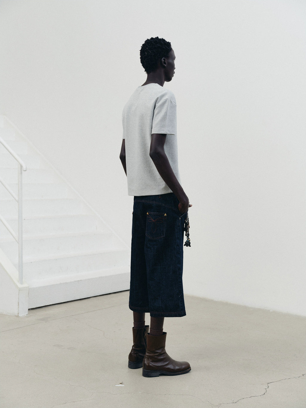 NOT UGLY Indigo Seven-point Cattle Straight-leg Short Jeans