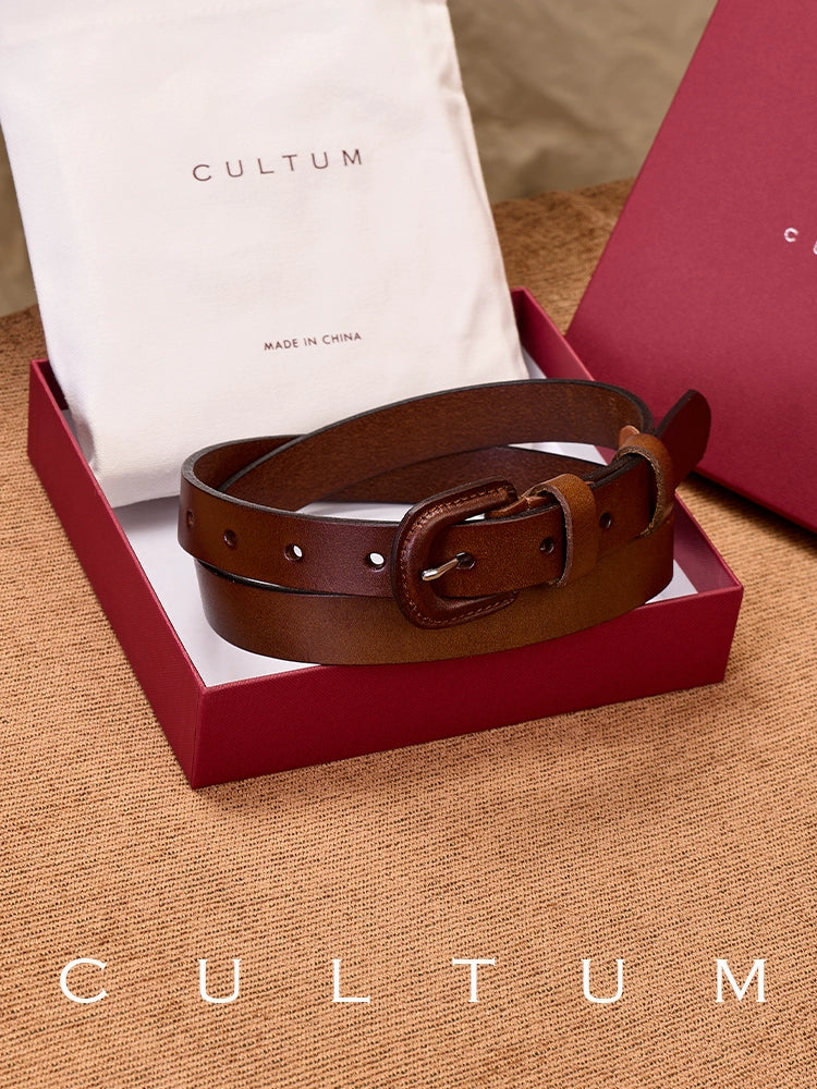 CULTUM Vintage Buckle Simple Versatile Leather Belt