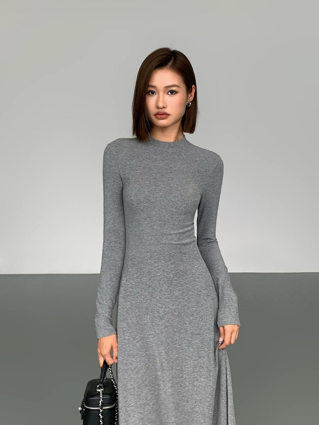 OUSPH Slim-fit Temperament Long-sleeved Knitted Dress