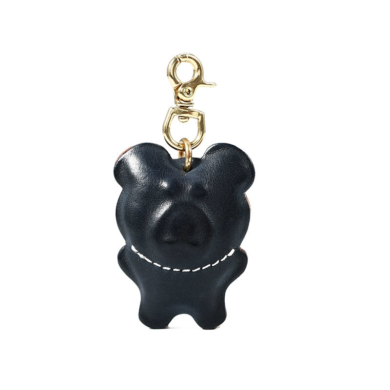 HALF WORK cowhide bear biscuit pendant, genuine leather retro handmade creative bag cute pendant