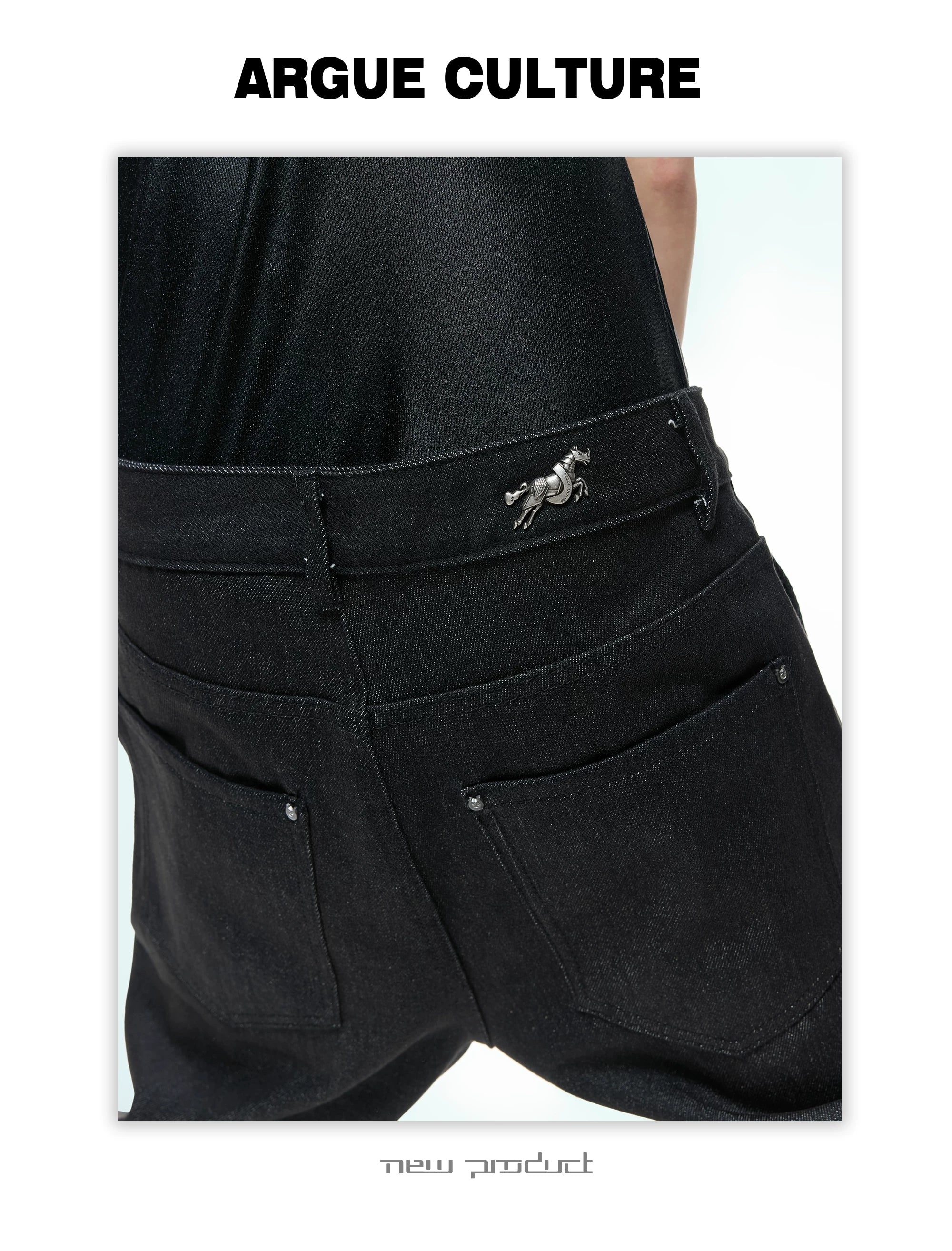 ArguECulturE Pleated Lapel Denim Jacket Micro-pull Jeans Set