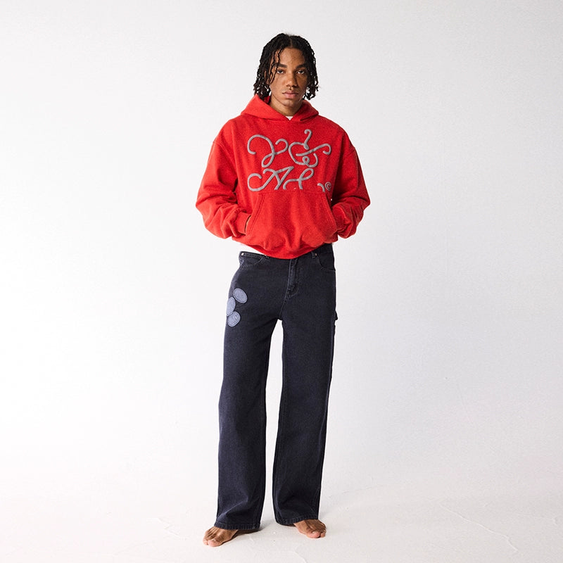 CRICLE Rotary Letter Hooded Fleece Sweater