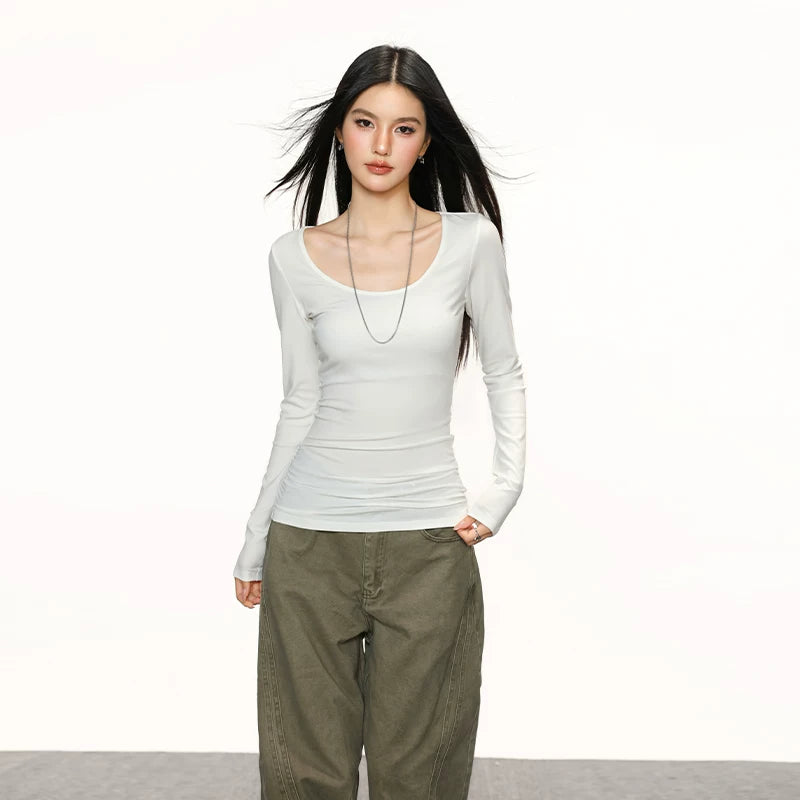 Cherry Melody Retro U-neck Waist Bottom Long Sleeve