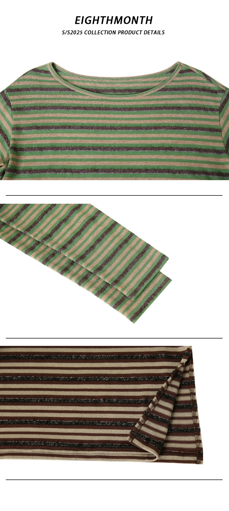 EIGHTHMONTH Striped Off-the-shoulder Streamer Casual Long Sleeve