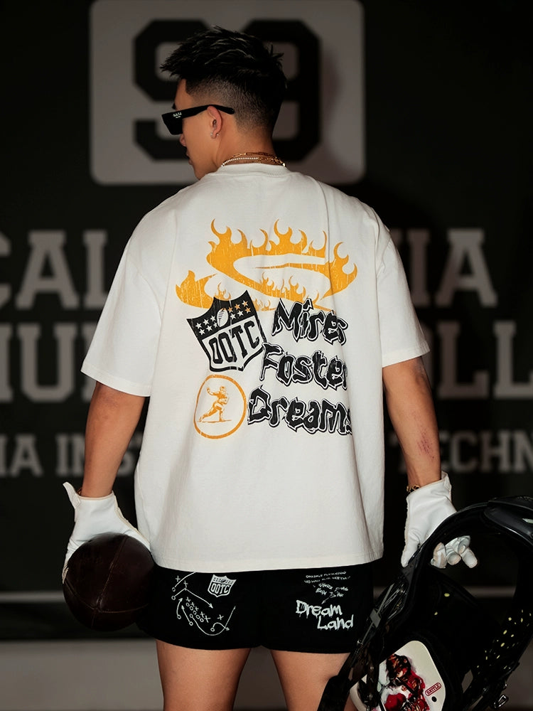 OOTC Retro Skull Helmet Print Tee