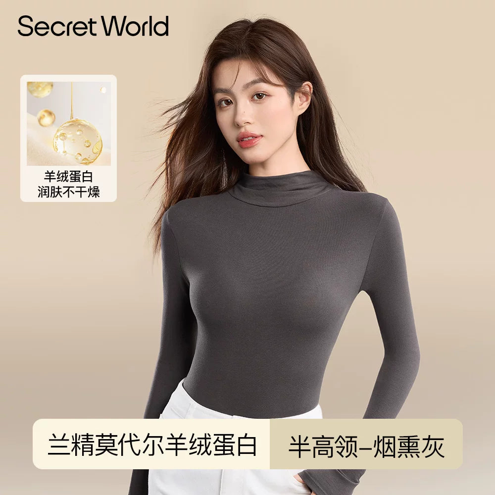 Secret World Semi-turtleneck Slim Fit Warm Inner Long Sleeve