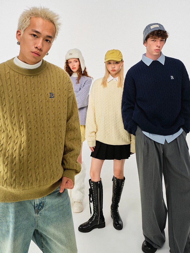 MATCHA STORY Vintage Twist Loose Knitted Sweater