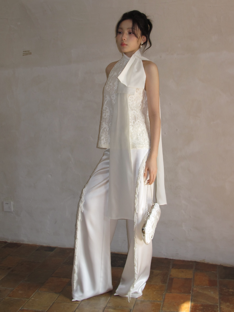 J TheChosen Pearl Irregular Fringed Loose Straight Pants