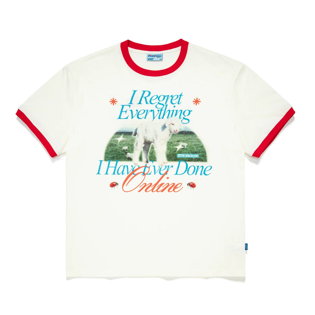 LUCKUP Contrasting Color Loose Printing Casual Tee