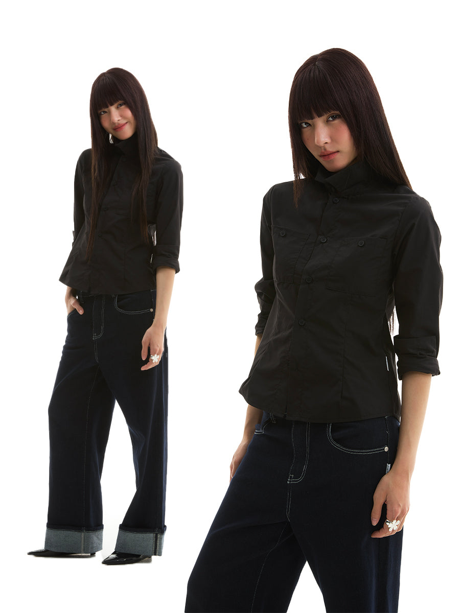 FUNKYFUN Waist Design Fit Long-sleeved Shirt