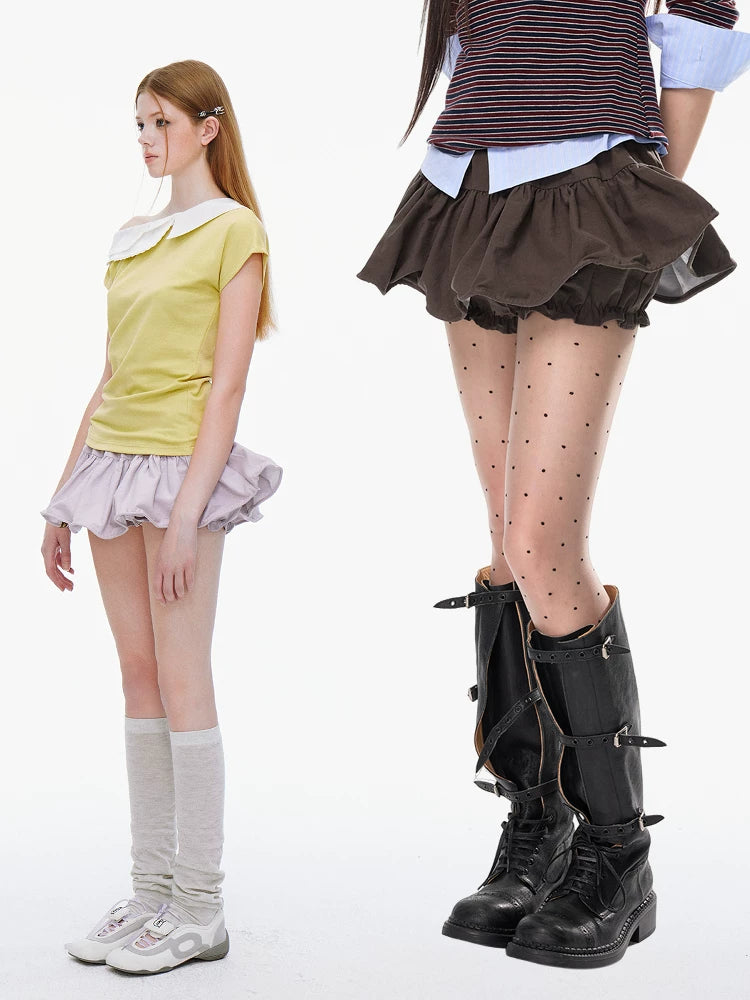 JIKOO Low Waist Pleated Bud Skirt