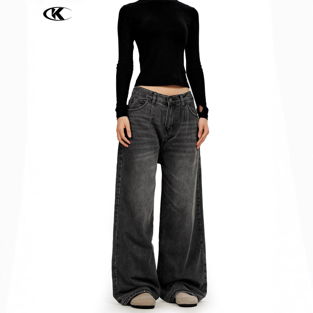 11KN Retro Old Polished White Velvet Straight Jeans