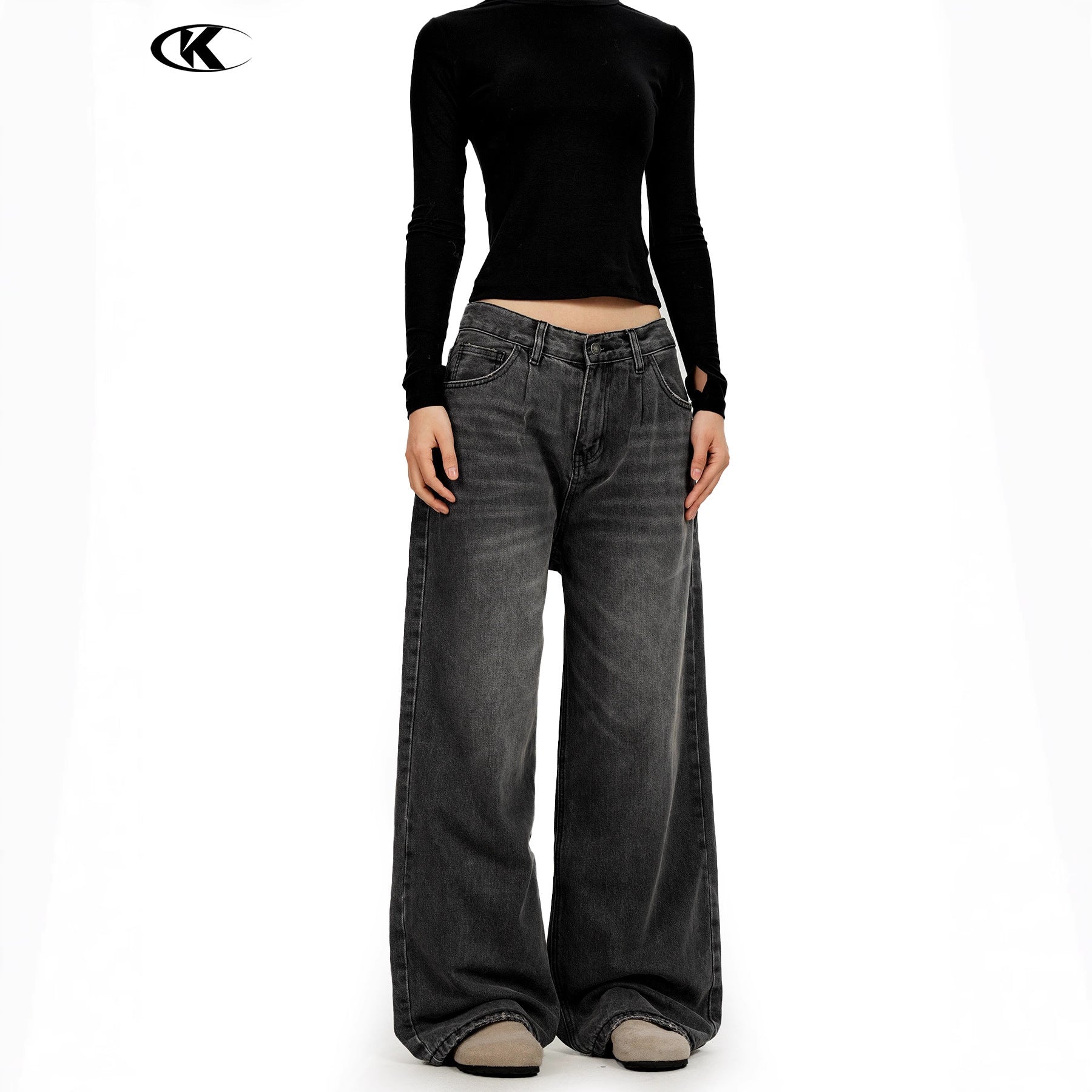 11KN Retro Old Polished White Velvet Straight Jeans