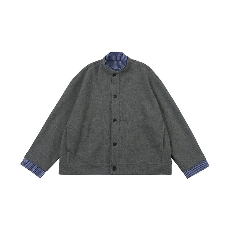 NOEARS Vintage Fake Two-piece Shirt Collar Knitted Cardigan