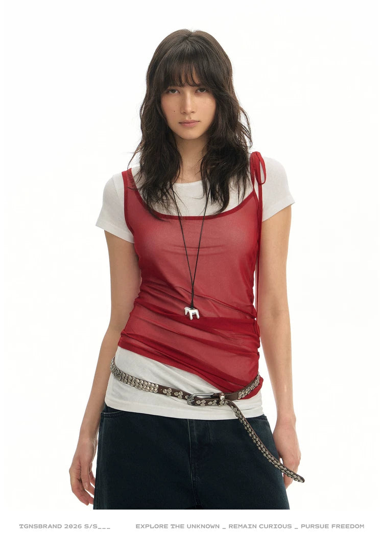 TGNS Mesh Stacking Front Shoulder Slim Tee