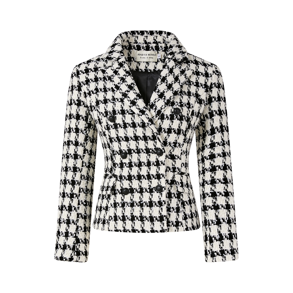 FINDYAWINGS Thousand Birds Plaid Short Jacket Skirt Set