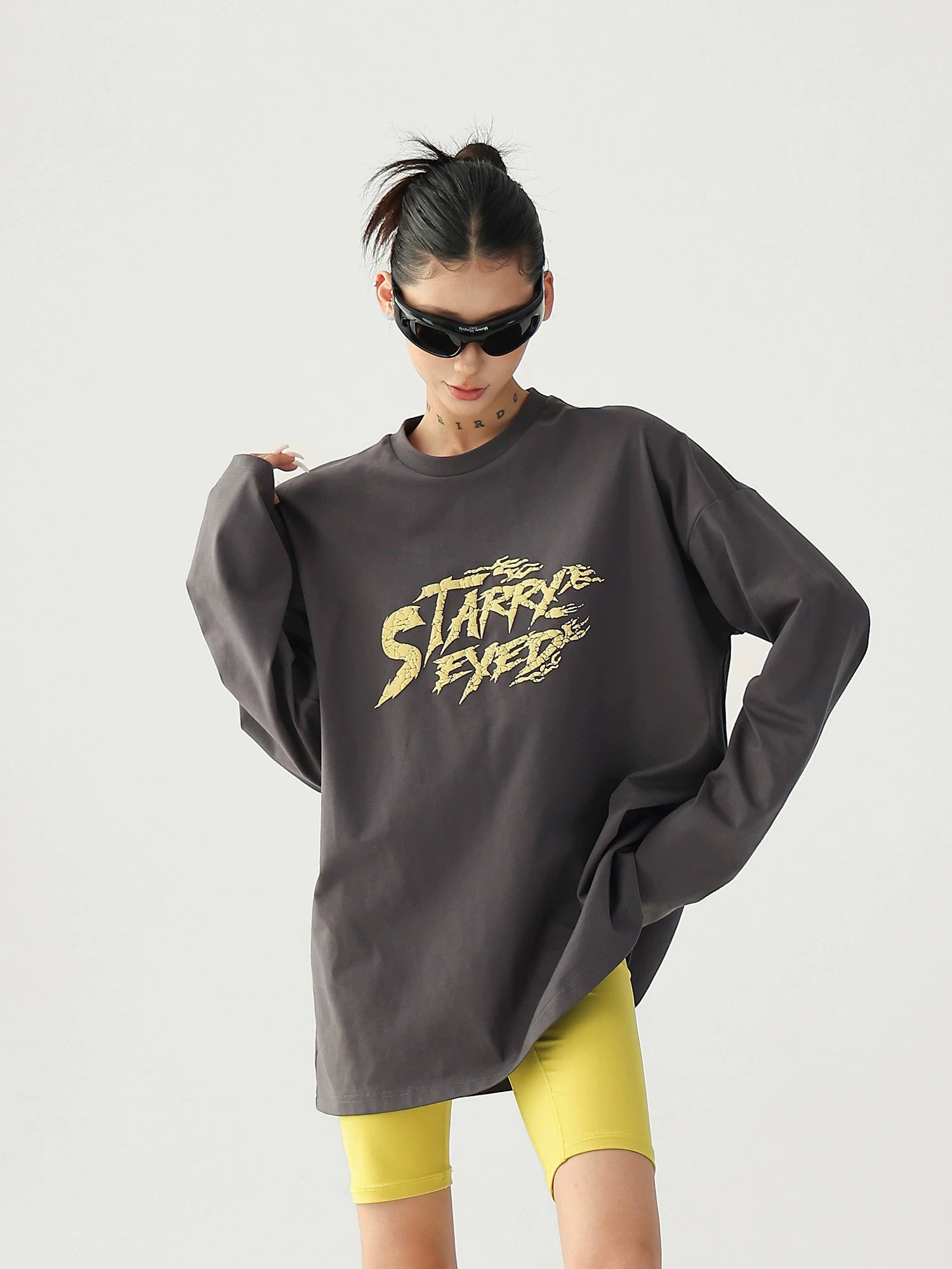 AceStudios Loose Foam Three-dimensional Letter Print Long Sleeve