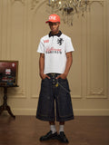 YADcrew 220g Breathable Different American Retro Button Denim Culottes