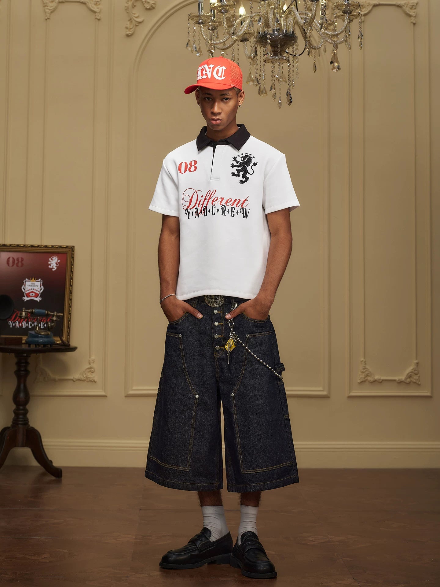 YADcrew 220g Breathable Different American Retro Button Denim Culottes