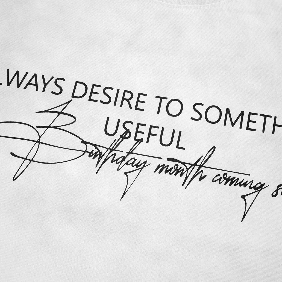 SUPER WAY Spray Color Gradual Change Letter Printing Simple Tee