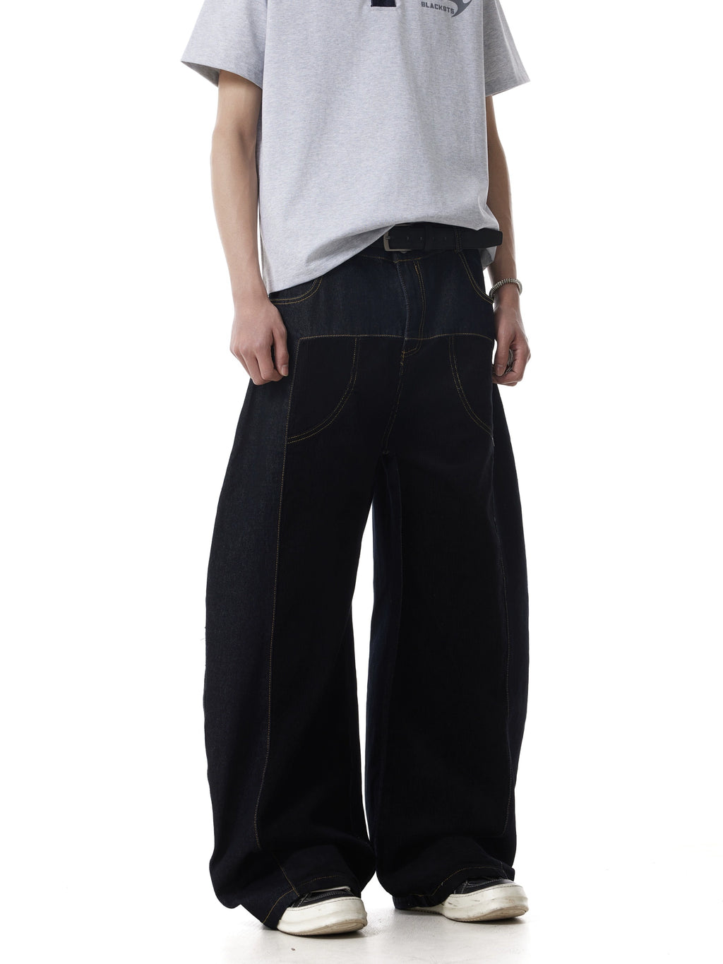 BTSG Loose Wide-leg Black Scimitar Pants