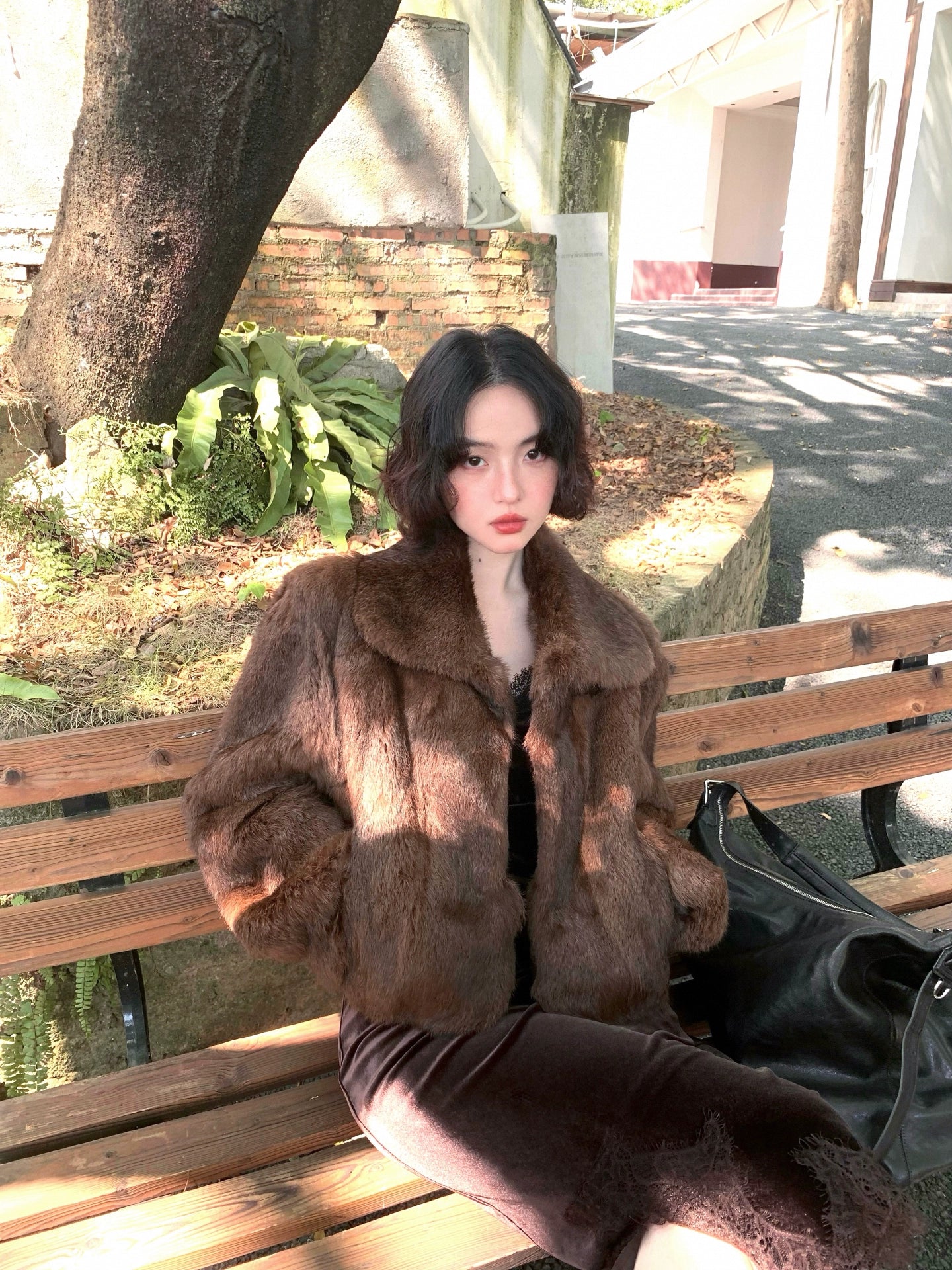 KELIFAN Retro Lapel Fur Coat